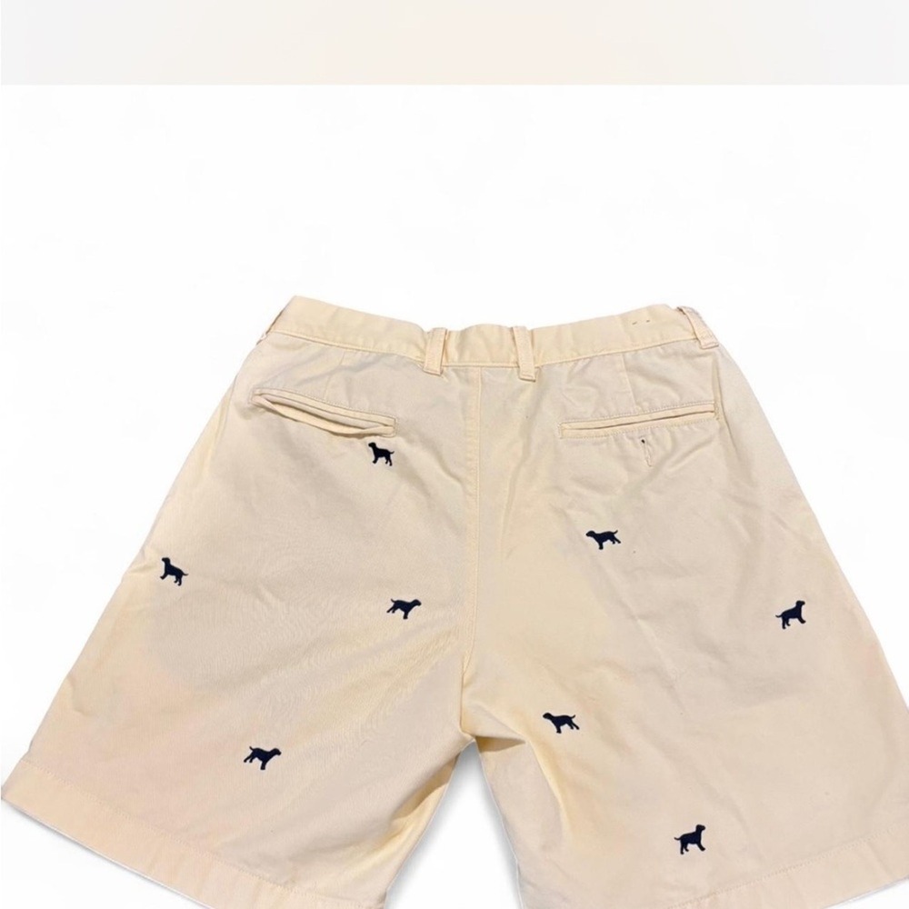 J. Crew Chino Shorts Yellow Embroidered Dog Print Men's Size 33 - Picture 5 of 5